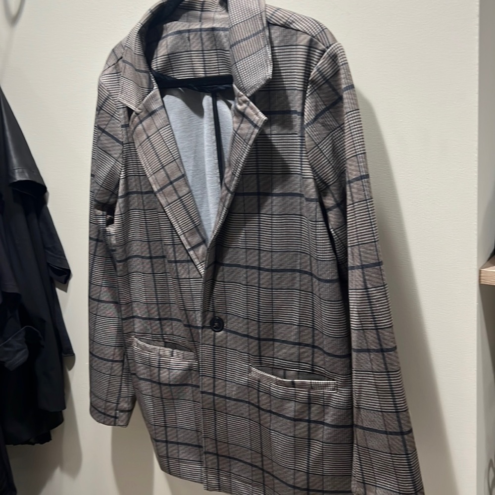 Unlined plaid blazer with some stretch